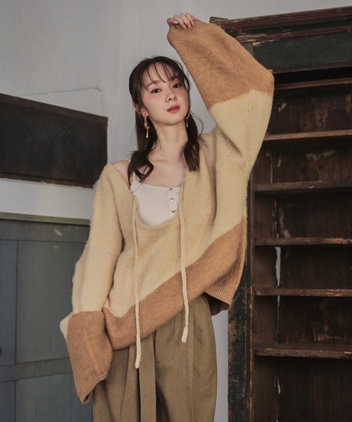 mideal（マイディール）の「nuance knit pullover / ニュアンスニットブルオーバー（ニット/セーター・レディース・ブルー/オレンジ/オリーブ・FREE）」の20枚目の写真