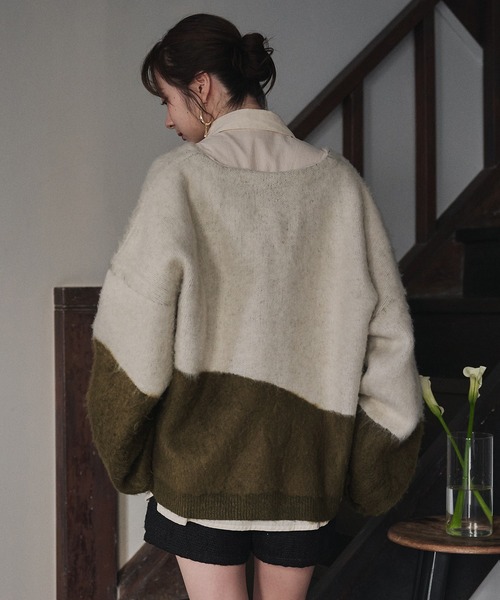 mideal（マイディール）の「nuance knit pullover / ニュアンスニットブルオーバー（ニット/セーター・レディース・ブルー/オレンジ/オリーブ・FREE）」の6枚目の写真