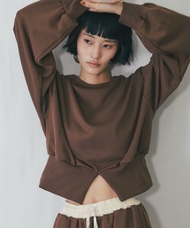 セットアップ可クロップド丈裏毛プルオーバー
