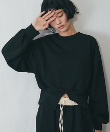セットアップ可クロップド丈裏毛プルオーバー