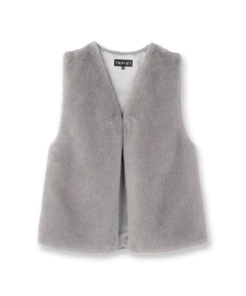 INDIVI（インディヴィ）の「ミンク調フェイクファージレ（ベスト・レディース・ナチュラル/グレー・38/34/13/05/15 ）」の4枚目の写真