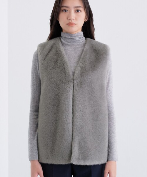 INDIVI（インディヴィ）の「ミンク調フェイクファージレ（ベスト・レディース・ナチュラル/グレー・38/34/13/05/15 ）」の18枚目の写真