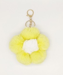 shoppinggo（ショッピングゴー）の「ファーチャーム はな ふわふわ キーホルダー バッグチャーム キーリング（チャーム）」