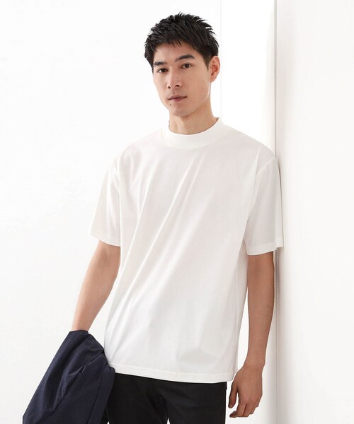 THE SHOP TK (ザ ショップ ティーケー )の「モックネックプレーティング半袖Tシャツ 【接触冷感/洗濯機OK】(Tシャツ/カットソー・メンズ・ブラック/オフホワイト/ライトグレー・04/03/02)」の2枚目の写真