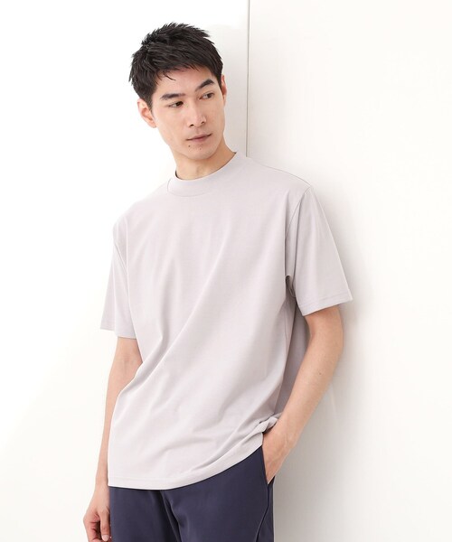 THE SHOP TK (ザ ショップ ティーケー )の「モックネックプレーティング半袖Tシャツ 【接触冷感/洗濯機OK】(Tシャツ/カットソー・メンズ・ブラック/オフホワイト/ライトグレー・04/03/02)」の3枚目の写真