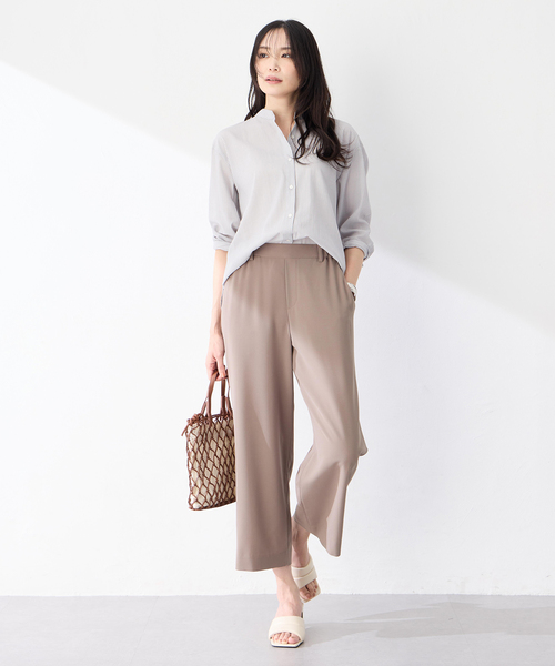 A/C DESIGN BY ALPHA CUBIC(エーシーデザインバイアルファキュービック)の「ストライプバンドカラーシャツ(シャツ/ブラウス・レディース・ベージュ/ライトグレー/ブラック・11号/9号/13号)」の10枚目の写真