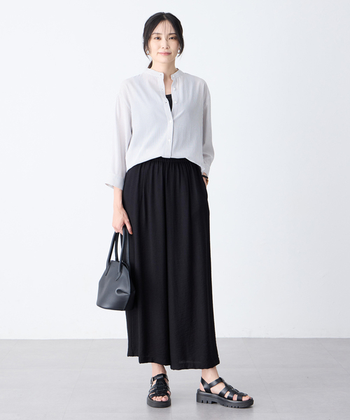 A/C DESIGN BY ALPHA CUBIC(エーシーデザインバイアルファキュービック)の「ストライプバンドカラーシャツ(シャツ/ブラウス・レディース・ベージュ/ライトグレー/ブラック・11号/9号/13号)」の12枚目の写真