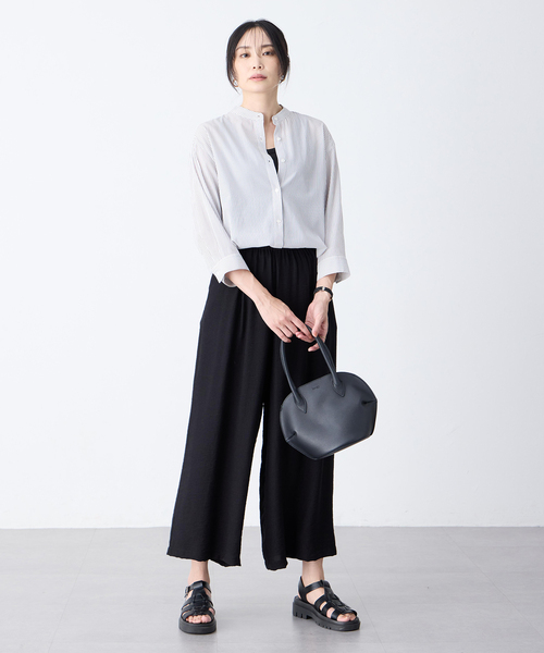 A/C DESIGN BY ALPHA CUBIC(エーシーデザインバイアルファキュービック)の「ストライプバンドカラーシャツ(シャツ/ブラウス・レディース・ベージュ/ライトグレー/ブラック・11号/9号/13号)」の13枚目の写真