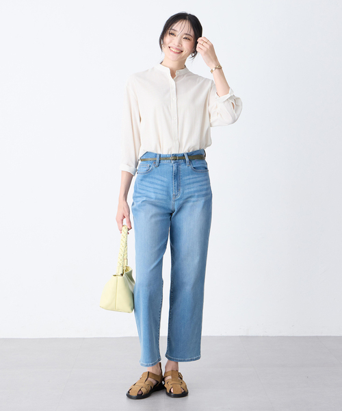 A/C DESIGN BY ALPHA CUBIC(エーシーデザインバイアルファキュービック)の「ストライプバンドカラーシャツ(シャツ/ブラウス・レディース・ベージュ/ライトグレー/ブラック・11号/9号/13号)」の15枚目の写真