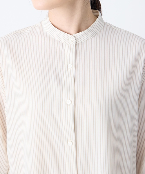 A/C DESIGN BY ALPHA CUBIC(エーシーデザインバイアルファキュービック)の「ストライプバンドカラーシャツ(シャツ/ブラウス・レディース・ベージュ/ライトグレー/ブラック・11号/9号/13号)」の18枚目の写真