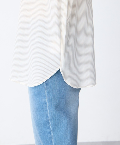 A/C DESIGN BY ALPHA CUBIC(エーシーデザインバイアルファキュービック)の「ストライプバンドカラーシャツ(シャツ/ブラウス・レディース・ベージュ/ライトグレー/ブラック・11号/9号/13号)」の20枚目の写真