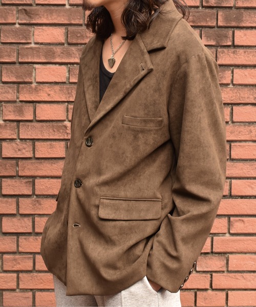 Noen（ノエン）の「フェイクスエードテーラードジャケット（テーラードジャケット・メンズ・ブラウン/カーキ・MEDIUM/LARGE）」の4枚目の写真