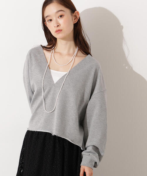 N.（N. Natural Beauty Basic）（エヌエヌナチュラルビューティーベーシック）の「Vネックスウェットプルオーバー（スウェット・レディース・ネイビー/ホワイト/グレー・MEDIUM）」の6枚目の写真