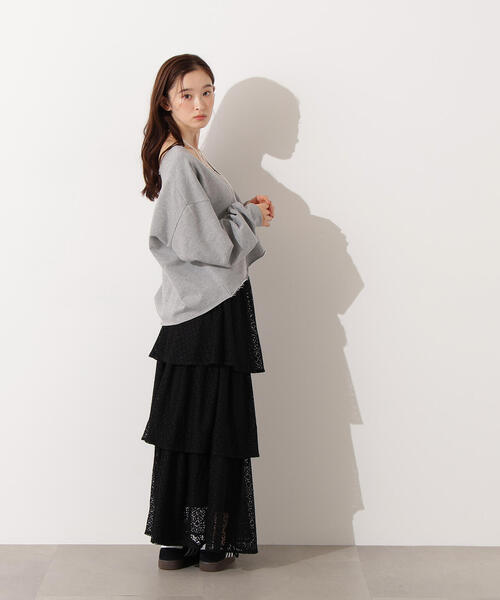 N.（N. Natural Beauty Basic）（エヌエヌナチュラルビューティーベーシック）の「Vネックスウェットプルオーバー（スウェット・レディース・ネイビー/ホワイト/グレー・MEDIUM）」の7枚目の写真