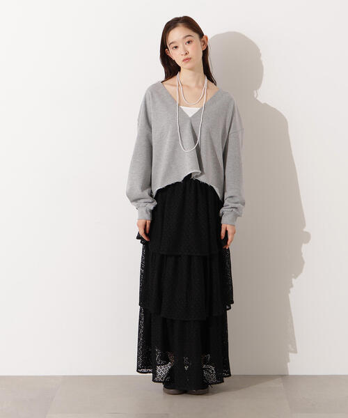 N.（N. Natural Beauty Basic）（エヌエヌナチュラルビューティーベーシック）の「Vネックスウェットプルオーバー（スウェット・レディース・ネイビー/ホワイト/グレー・MEDIUM）」の8枚目の写真