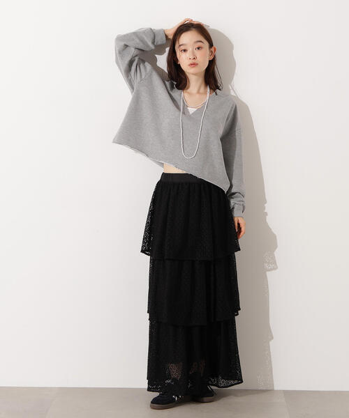 N.（N. Natural Beauty Basic）（エヌエヌナチュラルビューティーベーシック）の「Vネックスウェットプルオーバー（スウェット・レディース・ネイビー/ホワイト/グレー・MEDIUM）」の11枚目の写真