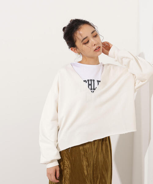 N.（N. Natural Beauty Basic）（エヌエヌナチュラルビューティーベーシック）の「Vネックスウェットプルオーバー（スウェット・レディース・ネイビー/ホワイト/グレー・MEDIUM）」の21枚目の写真