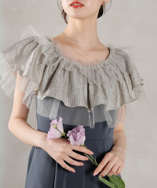 セール】チュールフリル オフショル 2WAY パンツドレス パーティー