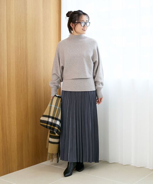 le.coeur blanc（ルクールブラン）の「《手洗い可能》マロンサテン変形プリーツスカート（スカート・レディース・ダークグレー/キャメル・38）」の9枚目の写真