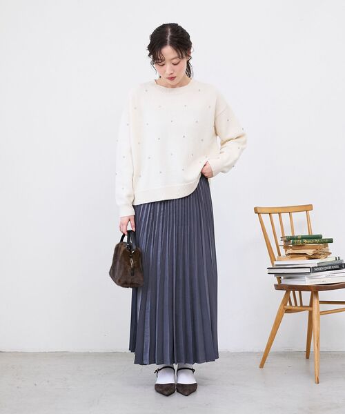 le.coeur blanc（ルクールブラン）の「《手洗い可能》マロンサテン変形プリーツスカート（スカート・レディース・ダークグレー/キャメル・38）」の12枚目の写真