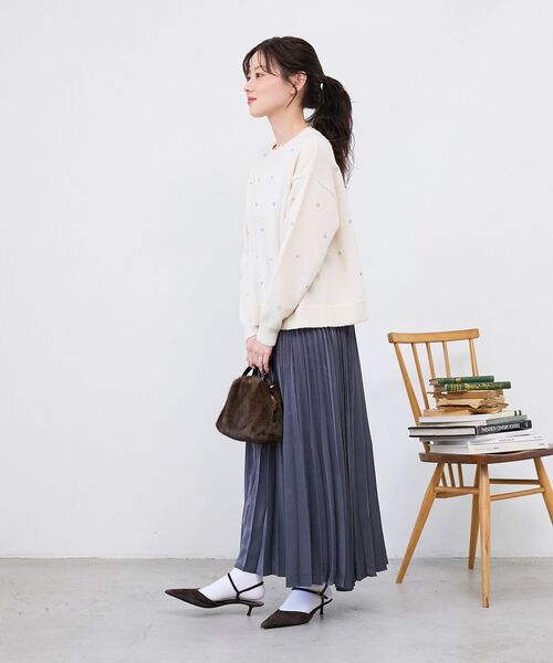 le.coeur blanc（ルクールブラン）の「《手洗い可能》マロンサテン変形プリーツスカート（スカート・レディース・ダークグレー/キャメル・38）」の13枚目の写真