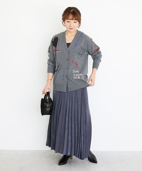 le.coeur blanc（ルクールブラン）の「《手洗い可能》マロンサテン変形プリーツスカート（スカート・レディース・ダークグレー/キャメル・38）」の18枚目の写真