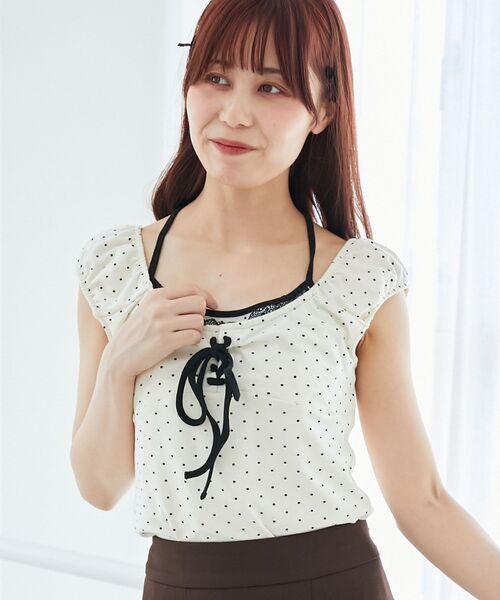 MAJESTIC LEGON(マジェスティックレゴン)の「配色ホルターネックトップス(Tシャツ/カットソー・レディース・ブラック/ピンクベージュ/ホワイト系その他2・MEDIUM)」の6枚目の写真