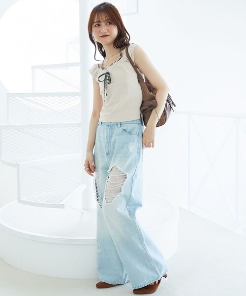 MAJESTIC LEGON(マジェスティックレゴン)の「配色ホルターネックトップス(Tシャツ/カットソー・レディース・ブラック/ピンクベージュ/ホワイト系その他2・MEDIUM)」の10枚目の写真