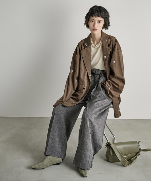 THE YOn（ザヨン）の「フラワーエンブロイダリーベロアジャケット（テーラードジャケット・レディース・ブラウン/ブラック・FREE）」の21枚目の写真