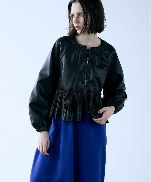 セール】eco leather pleats jacket（ブルゾン）｜Marilyn Moon