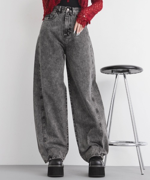 【定価7万・未使用】ラルディーニ　デニムパンツ セール】バレルレッグシンプデニムパンツ（デニムパンツ