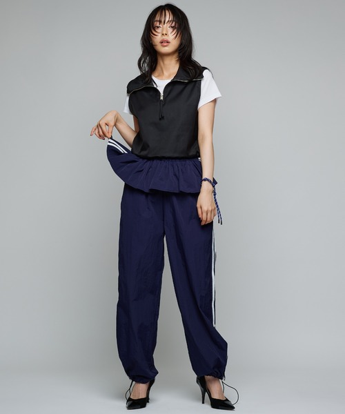 Narcissus(ナルシス)の「フリルトラックラインパンツ/ストリートパンツ/ラインパンツ《動画あり》(その他パンツ・レディース・ネイビー/ボルドー・FREE)」の8枚目の写真