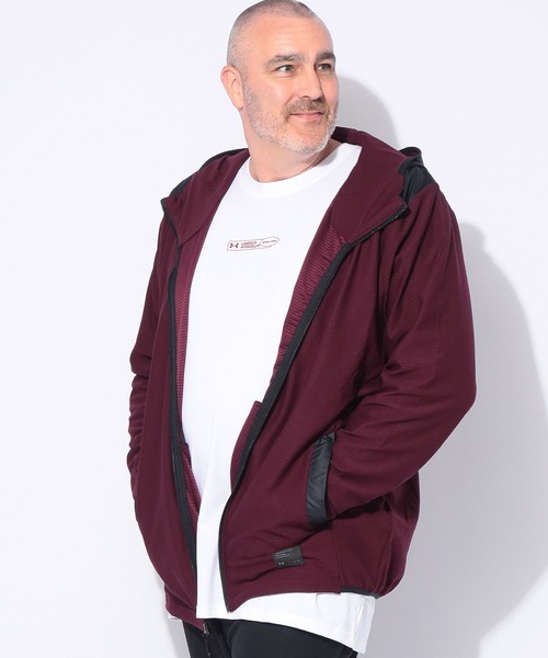 UNDER ARMOUR（アンダーアーマー）の「UNDER ARMOUR (アンダーアーマー) FITTED 切り替え フルジップ パーカー MOTIVATE RIB HYBRID HD（パーカー・メンズ・ワイン/ダークグレー・4XL/5XL/3XL）」の2枚目の写真