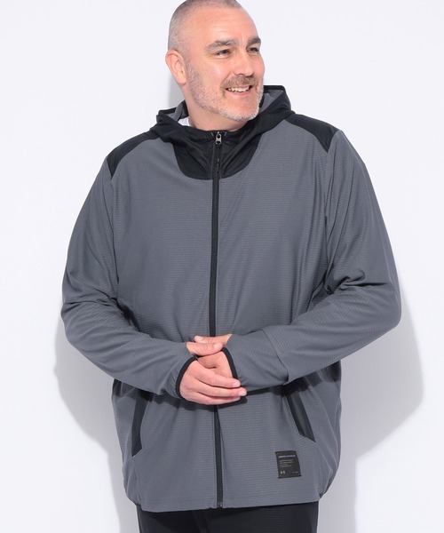 UNDER ARMOUR（アンダーアーマー）の「UNDER ARMOUR (アンダーアーマー) FITTED 切り替え フルジップ パーカー MOTIVATE RIB HYBRID HD（パーカー・メンズ・ワイン/ダークグレー・4XL/5XL/3XL）」の3枚目の写真