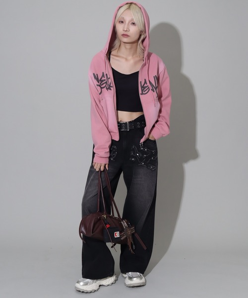 SEQUENZ/シークエンズ】logo Zip-up short hoodie/別注 ショート丈