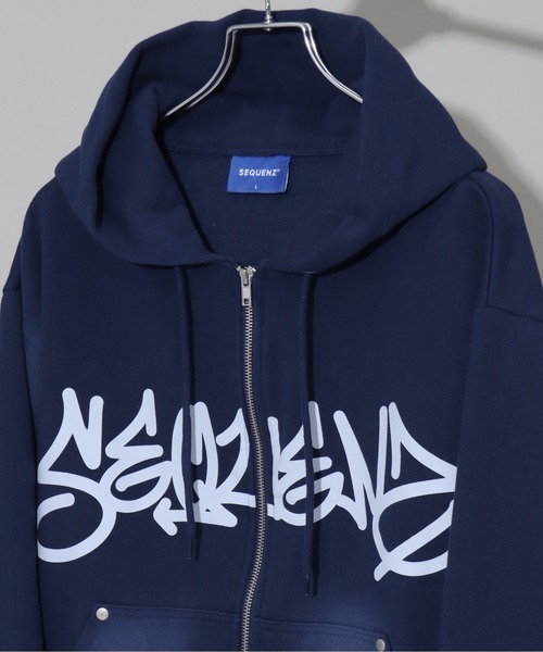 SEQUENZ/シークエンズ】logo Zip-up short hoodie/別注 ショート丈