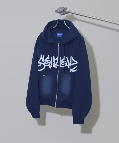 セール】【SEQUENZ/シークエンズ】logo Zip-up short hoodie/別注