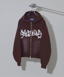 Art re A select（アトリエセレクト）の「【SEQUENZ/シークエンズ】logo Zip-up short hoodie/別注 ショート丈ジップアップ　ロゴパーカー（パーカー）」