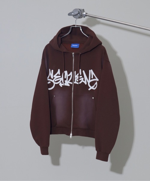 SEQUENZ/シークエンズ】logo Zip-up short hoodie/別注 ショート丈
