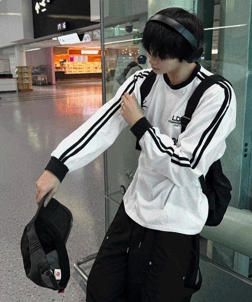 COSYHARU(コシハル)の「89ライン長袖Tシャツ(Tシャツ/カットソー・メンズ・ネイビー/ブラック/ホワイト・FREE)」の6枚目の写真
