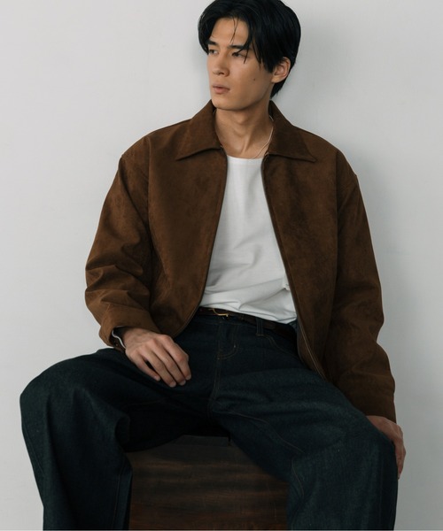 LURAKU（ルラク）の「【LURAKU】Synthetic Suede Zip Jacket / LURAKU シンセティックスエードジップジャケット（ブルゾン・メンズ・ブラック/ブラウン・MEDIUM/LARGE/SMALL）」の3枚目の写真