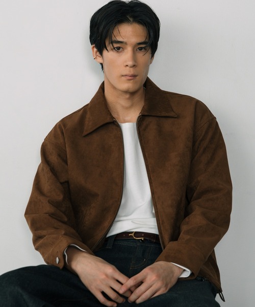 LURAKU（ルラク）の「【LURAKU】Synthetic Suede Zip Jacket / LURAKU シンセティックスエードジップジャケット（ブルゾン・メンズ・ブラック/ブラウン・MEDIUM/LARGE/SMALL）」の4枚目の写真