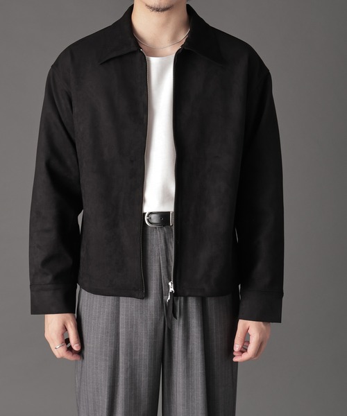 バーバリー アマレッタ スエード ジップブルゾン ノバチェック 黒 メンズL LURAKU】Synthetic Suede Zip Jacket / LURAKU シンセティック