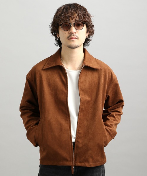 「LURAKU」シンセティックスエードジップジャケット LURAKU ジップジャケット LURAKU】Synthetic Suede Zip Jacket