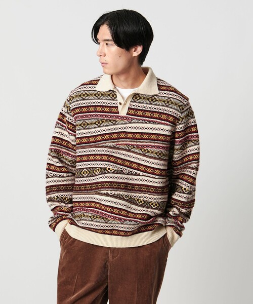 Coohem（コーヘン）の「【別注】＜COOHEM＞フェアアイル ニットポロ（ニット/セーター・メンズ・ナチュラル/グレー系・M/L）」の4枚目の写真