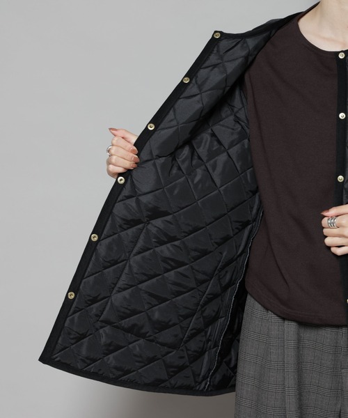 Traditional Weatherwear（トラディショナルウェザーウェア）の「Traditional Weatherwear/ARKLEY A-LINE MIDDLE（ノーカラーコート・レディース・ブラック・32/34）」の17枚目の写真