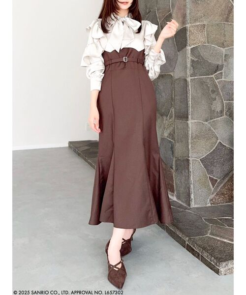 dazzlin(ダズリン)の「【RED BOUQUET × dazzlin】ボウタイコルセットワンピース(ロマリシュ)(ワンピース・レディース・ブラウン・SMALL/MEDIUM)」の2枚目の写真