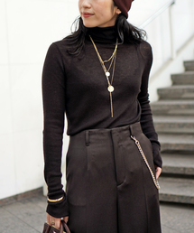 ウールシルクタートルネックニット