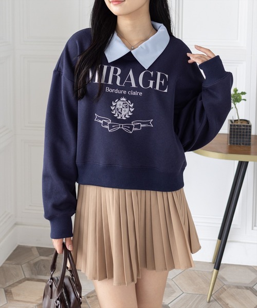 セール】襟付き刺繍ロゴスウェット［大人 カジュアル 着回し力抜群