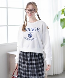 clear | 襟付き刺繍ロゴスウェット［大人 カジュアル 着回し力抜群］≪再入荷≫(スウェット)